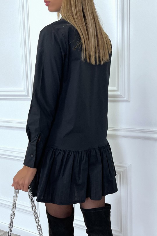 Black shirt dress pleated at the bottom and flared - 10