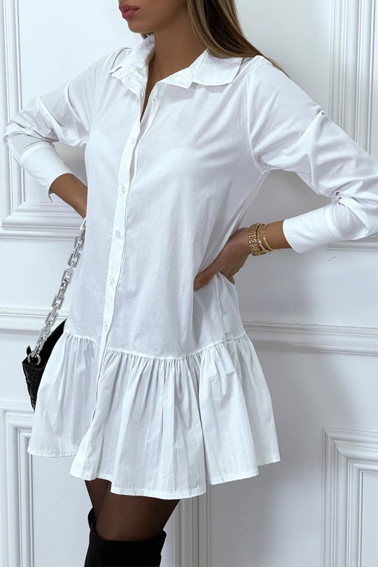 White shirt dress pleated at the bottom and flared - 2