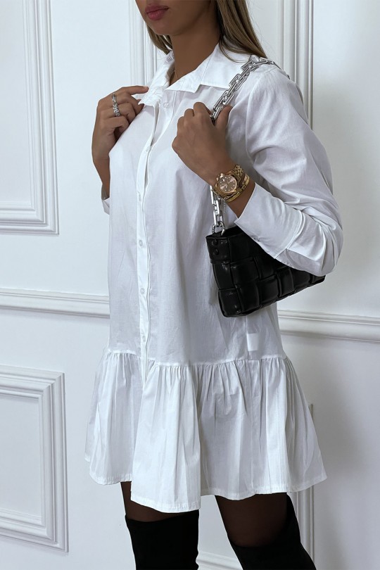 White shirt dress pleated at the bottom and flared - 3