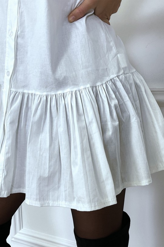 White shirt dress pleated at the bottom and flared - 7