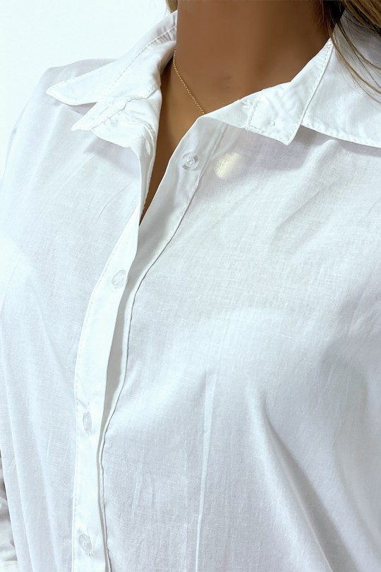 Robe chemise blanche plissée au bas et évasée - 8