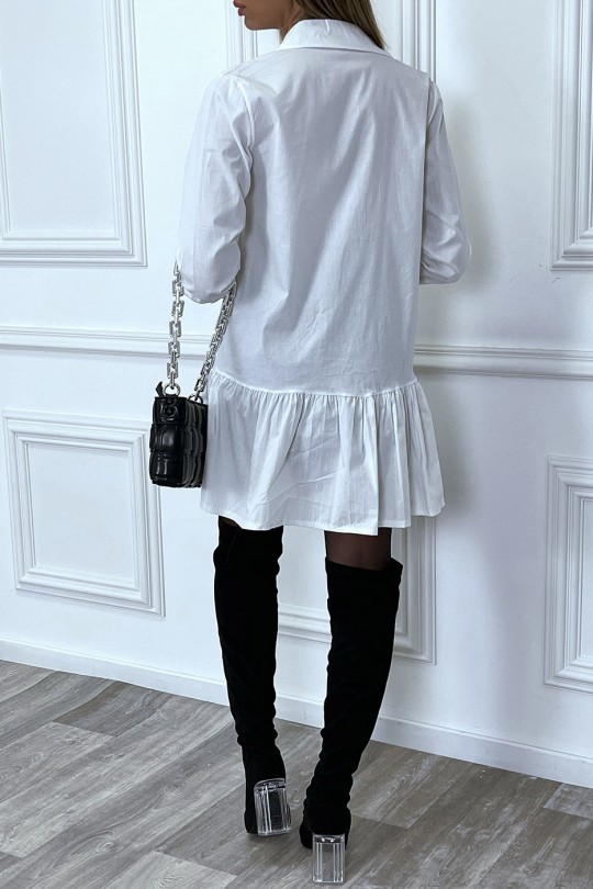 White shirt dress pleated at the bottom and flared - 9