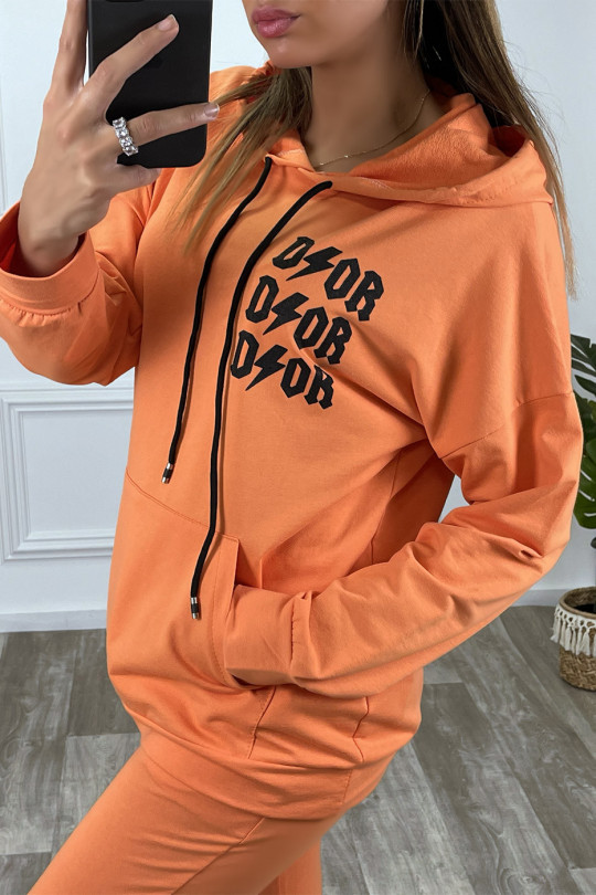 Orange hooded sweatshirt and jogging set - 5