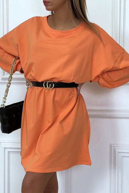 Robe sweat orange oversize (sans ceinture) - 1