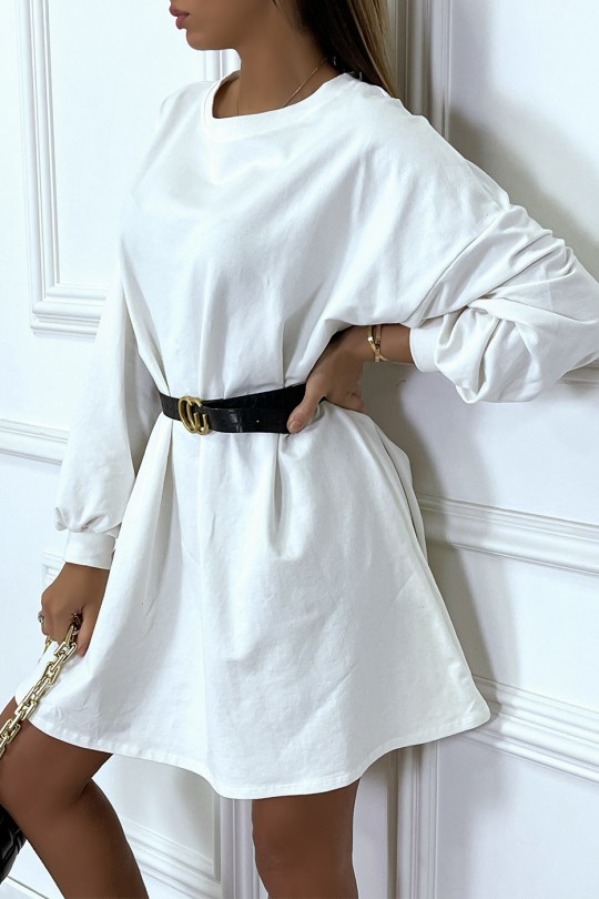 Robe sweat blanc oversize (sans ceinture) - 4