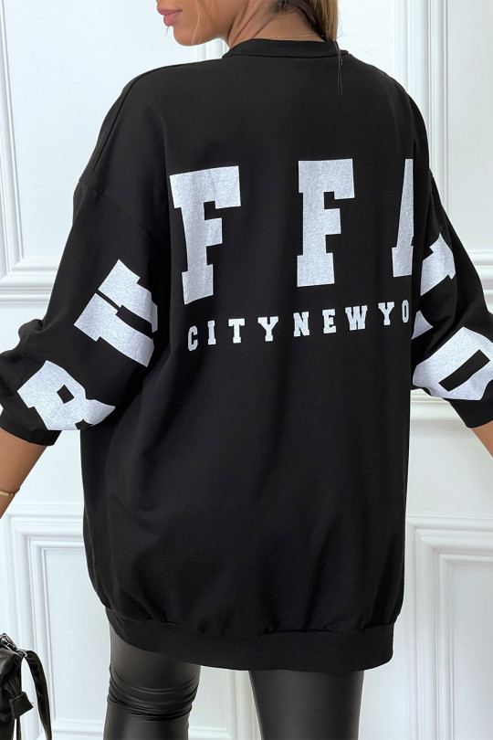 Oversized zwart sweatshirt met BUFFALO-letters op de achterkant - 1