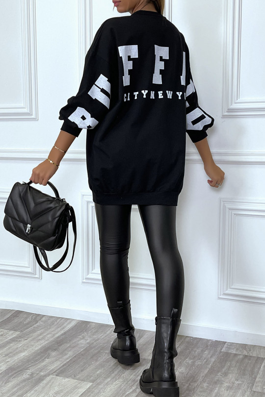 Oversized zwart sweatshirt met BUFFALO-letters op de achterkant - 2