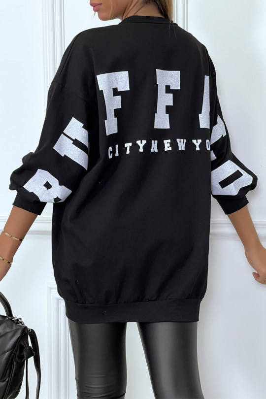 Oversized zwart sweatshirt met BUFFALO-letters op de achterkant - 3