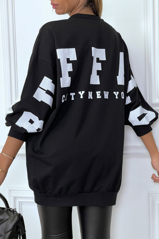 Oversized zwart sweatshirt met BUFFALO-letters op de achterkant - 4