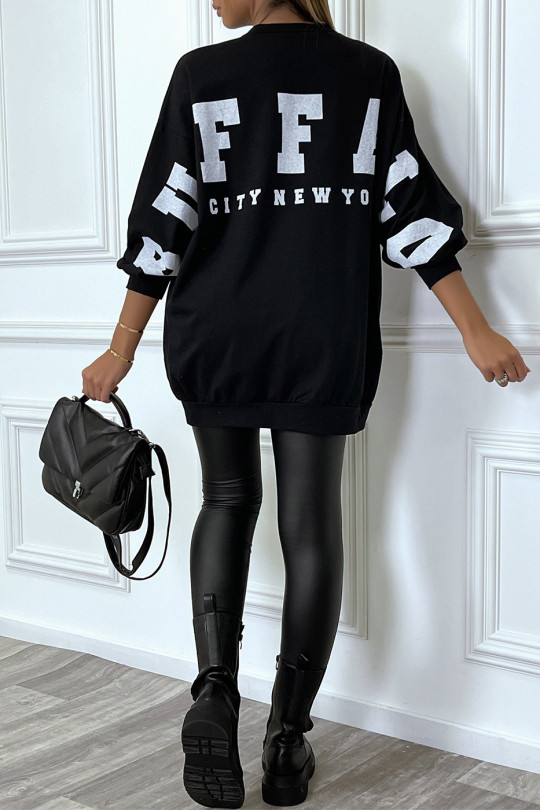 Oversized zwart sweatshirt met BUFFALO-letters op de achterkant - 5