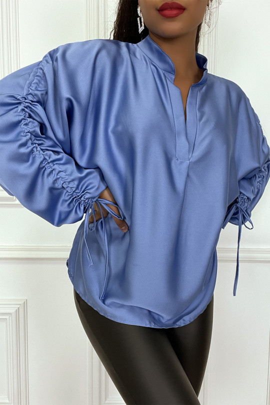 BlBB satin blouse with roll-up puff sleeves - 4