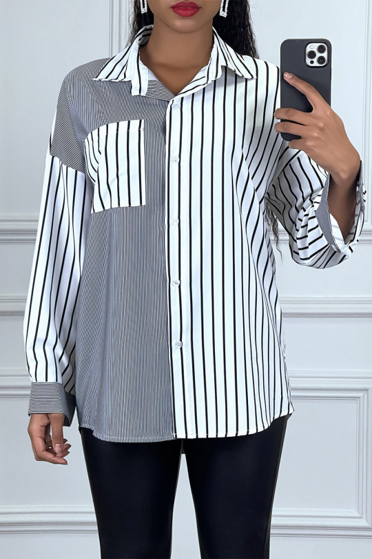 Chemise rayé avec deux motif noir et blanc - 1