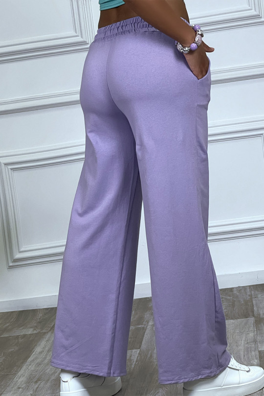 Pantalon jogging violet à élastique - 1