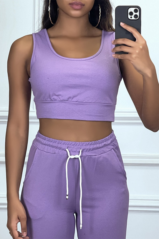 Lilac jogging set consisting of tank top and jogging pants - 3
