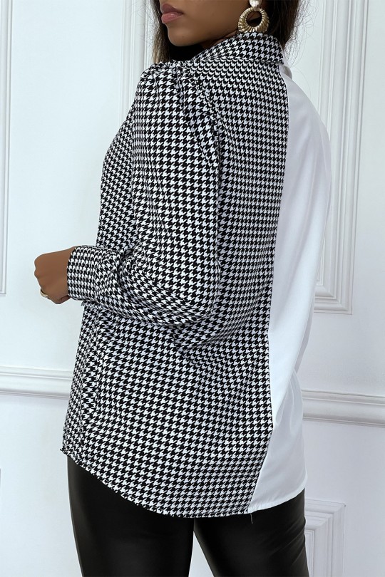 Tweekleurig wit overhemd met pied-de-poule patroon - 4