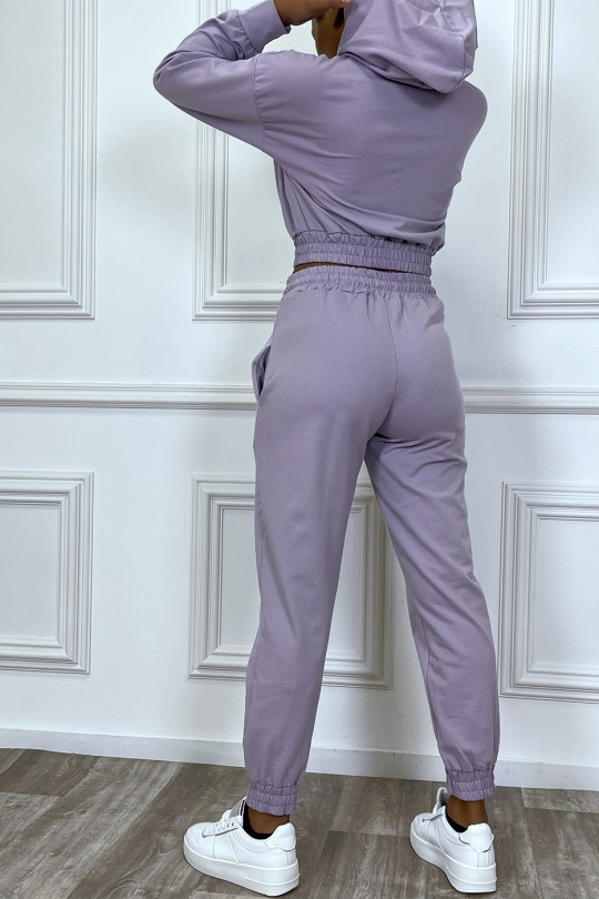 Ensemble jogging violet avec sweat court et pantalon - 3
