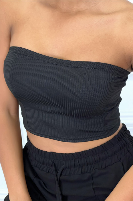 Bandeau noir côtelé - 1