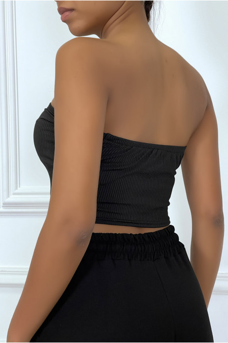 Bandeau noir côtelé - 3
