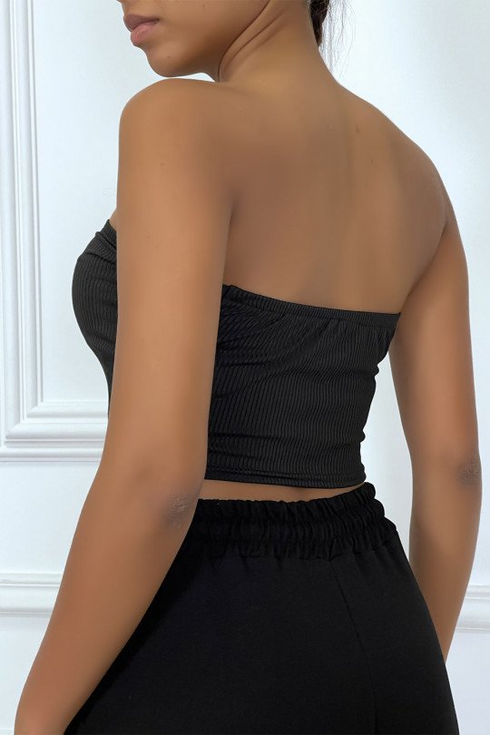 Bandeau noir côtelé - 3