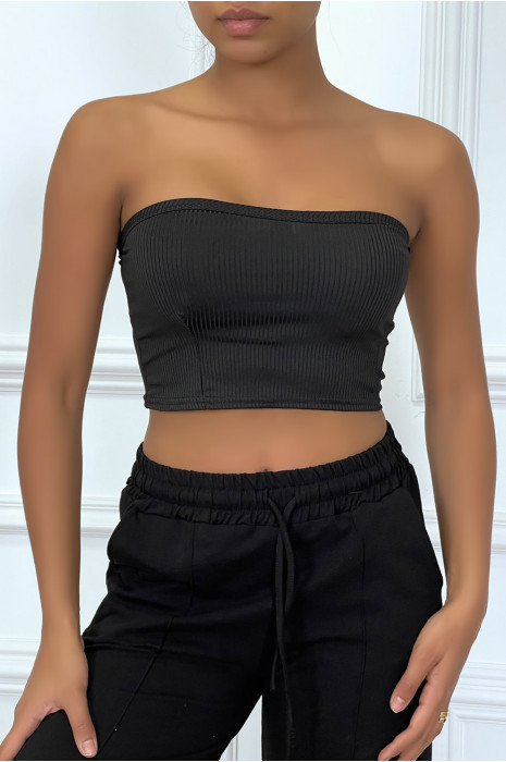 Bandeau noir côtelé - 4