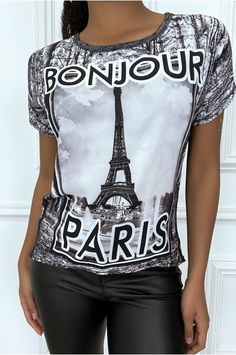 Zwart doorschijnend T-shirt met kapmouwtjes - 2