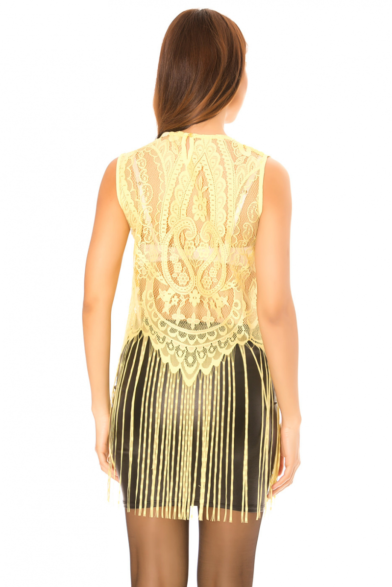 Yellow lace top with long fringes. C-267 - 4