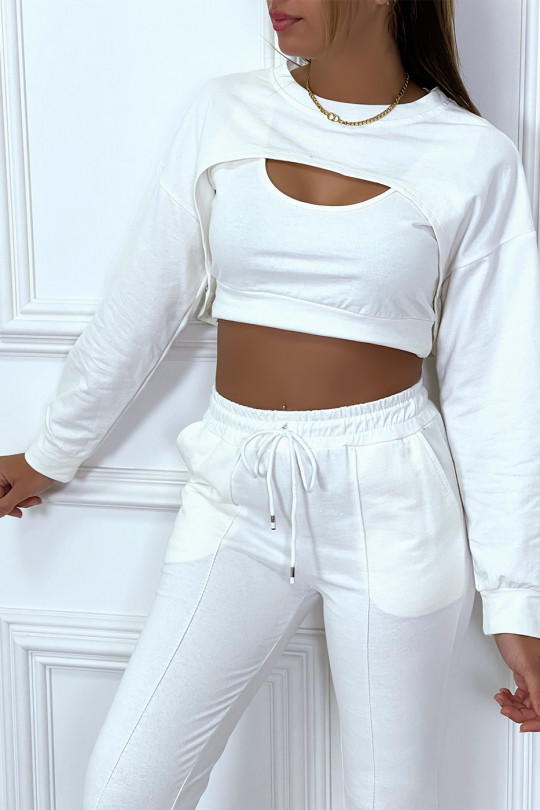 Ensemble jogging blanc 3 piéces