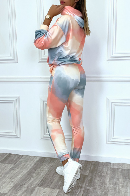 Ensemble sweat et pantalon jogging tie and dye orange - 4