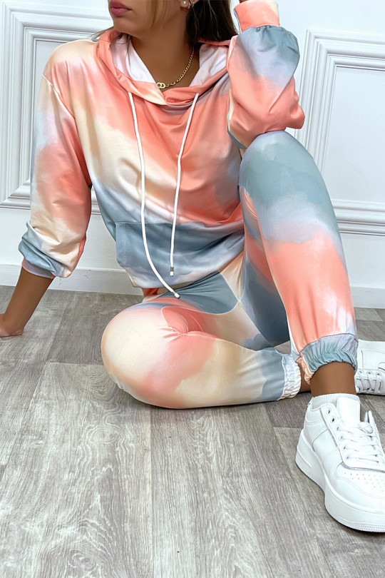Ensemble sweat et pantalon jogging tie and dye orange - 6