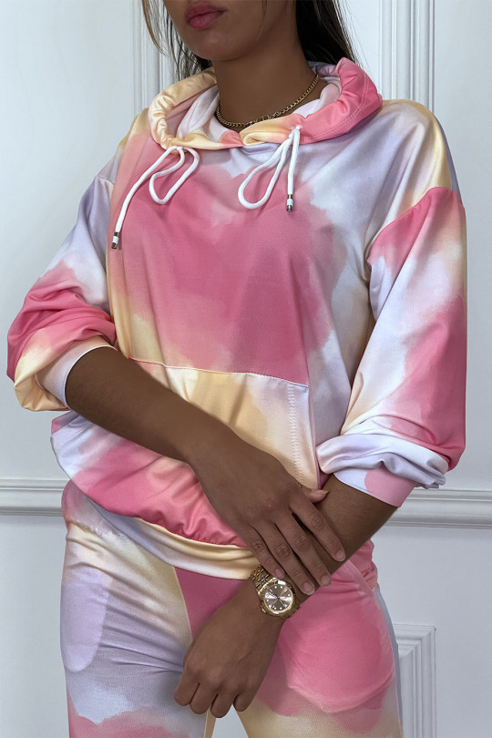 Ensemble sweat et pantalon jogging tie and dye fuschia - 3