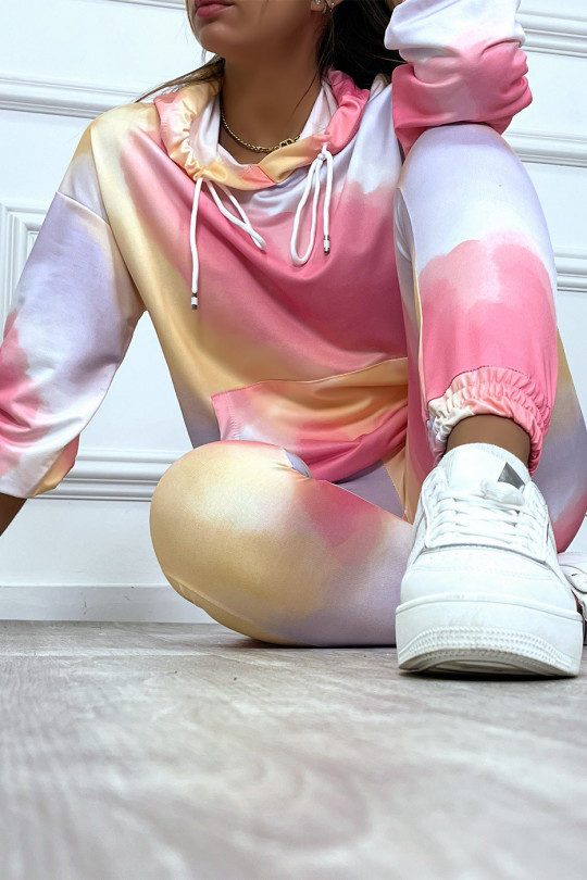 Ensemble sweat et pantalon jogging tie and dye fuschia - 4