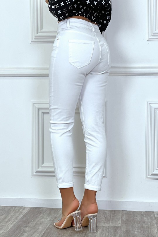 White slim jeans with basic waist and pockets - 6