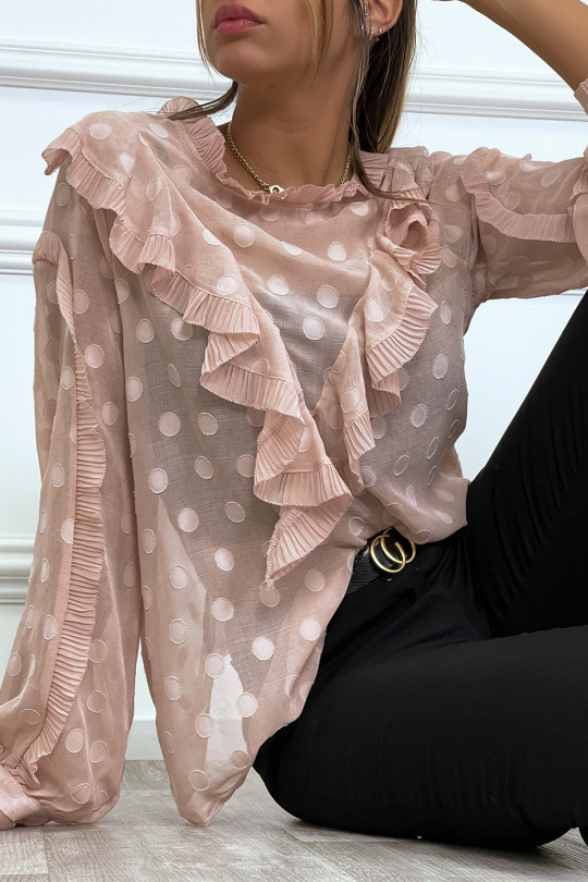 Pink blouse with flounce and peter pan collar - 2