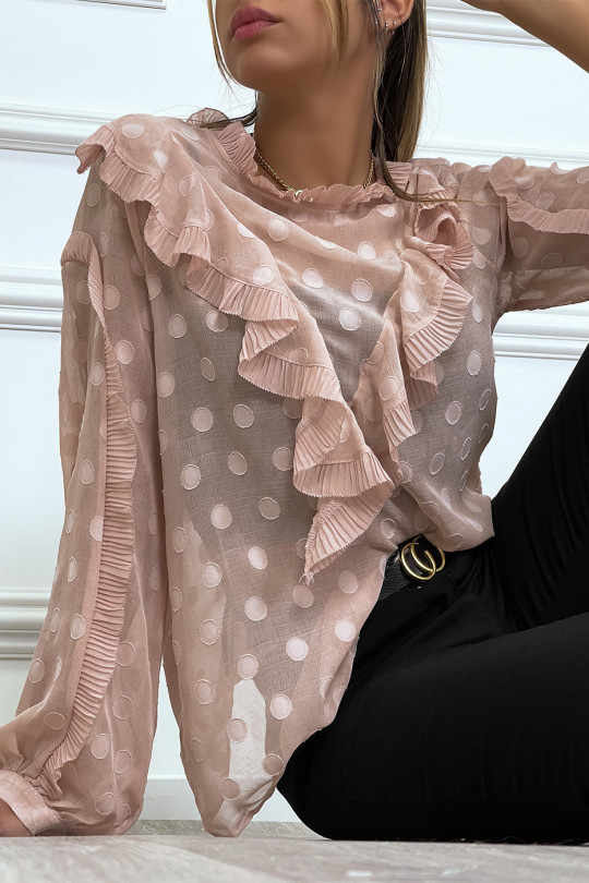 Pink blouse with flounce and peter pan collar - 3