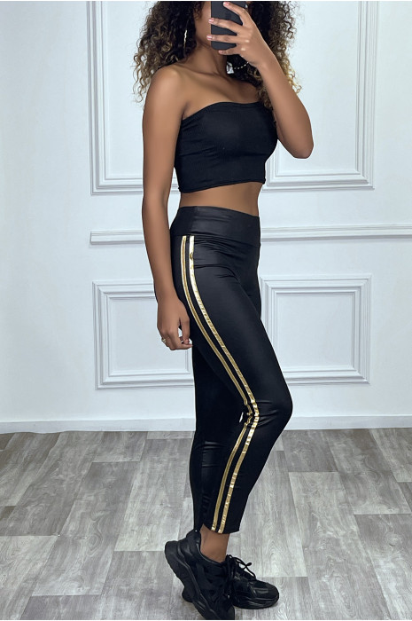 LeBZing noir en simili avec bande dorée sur les côtés - 4