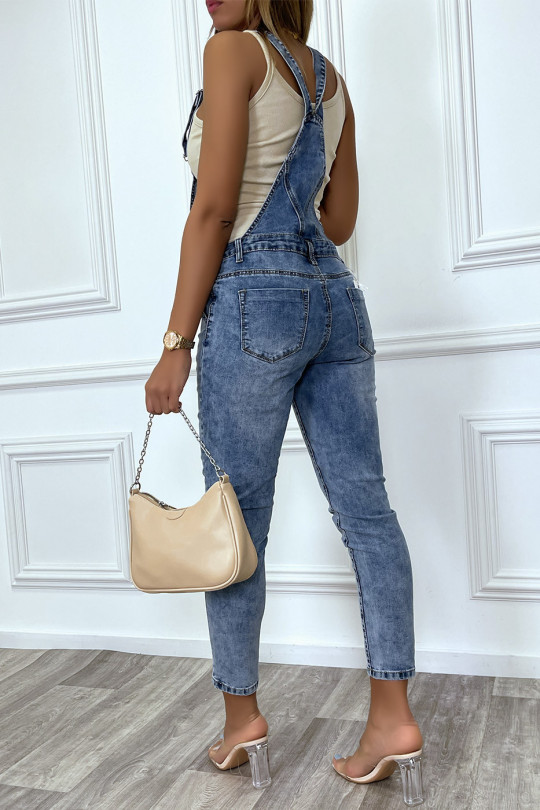 Washed blue denim overalls with multi pockets - 5