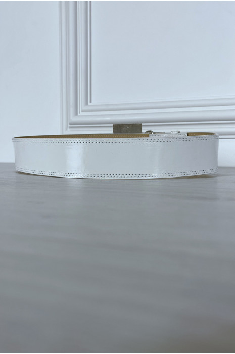 Witte riem met grote gesp met juwelen - 8