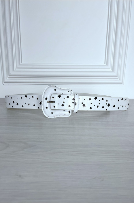 Witte riem met faux-sterrenprint - 1