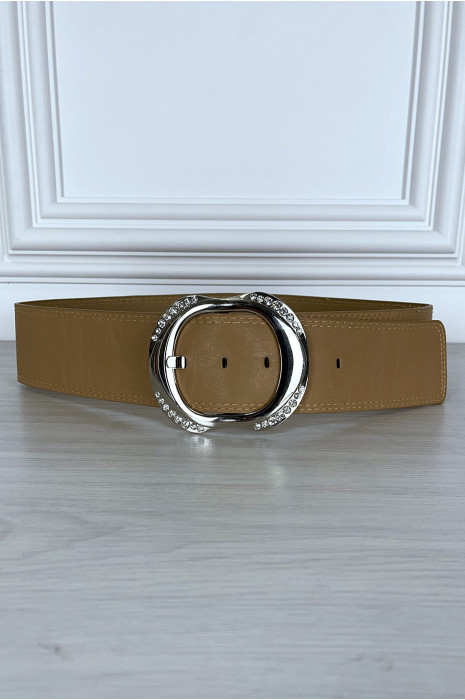 Ceinture camel épaisse à boucle brillante