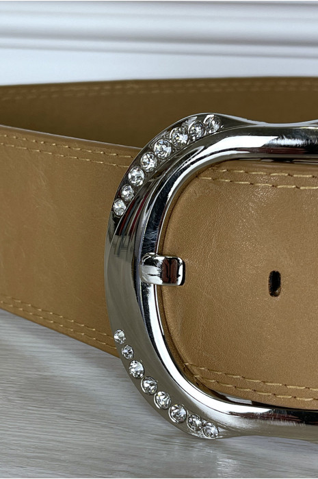 Ceinture camel épaisse à boucle brillante