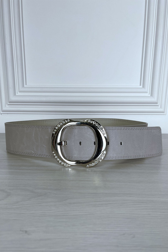 Thick gray belt with shiny buckle - 1