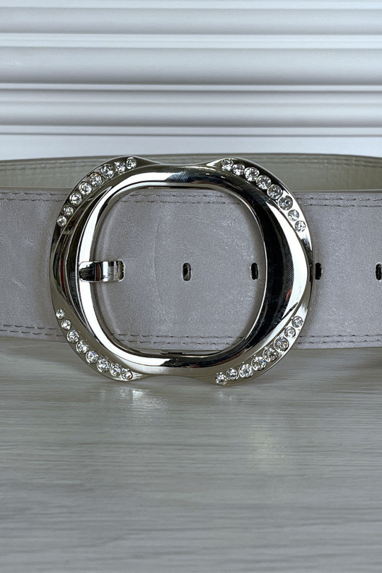 Thick gray belt with shiny buckle - 2