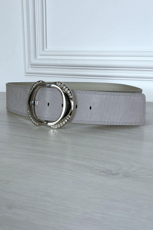 Thick gray belt with shiny buckle - 3