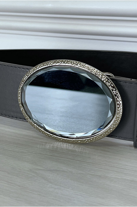 Gray belt with shiny jewelry buckle - 2