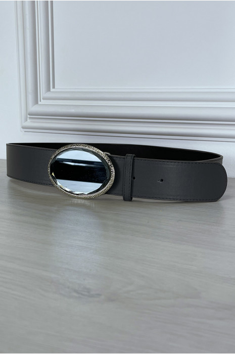 Ceinture grise avec boucle bijoux brillante - 3