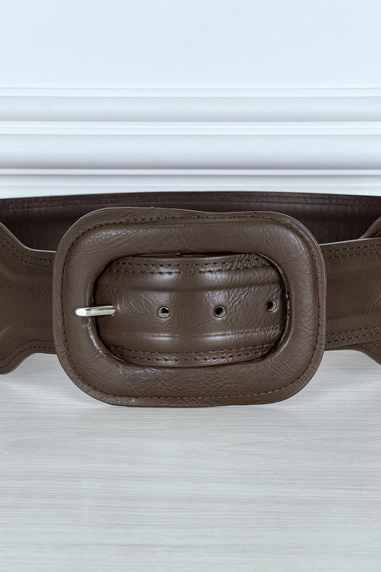 Trendy brown faux leather belt - 2