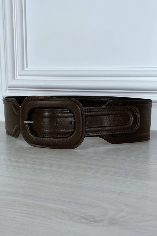 Trendy brown faux leather belt - 3