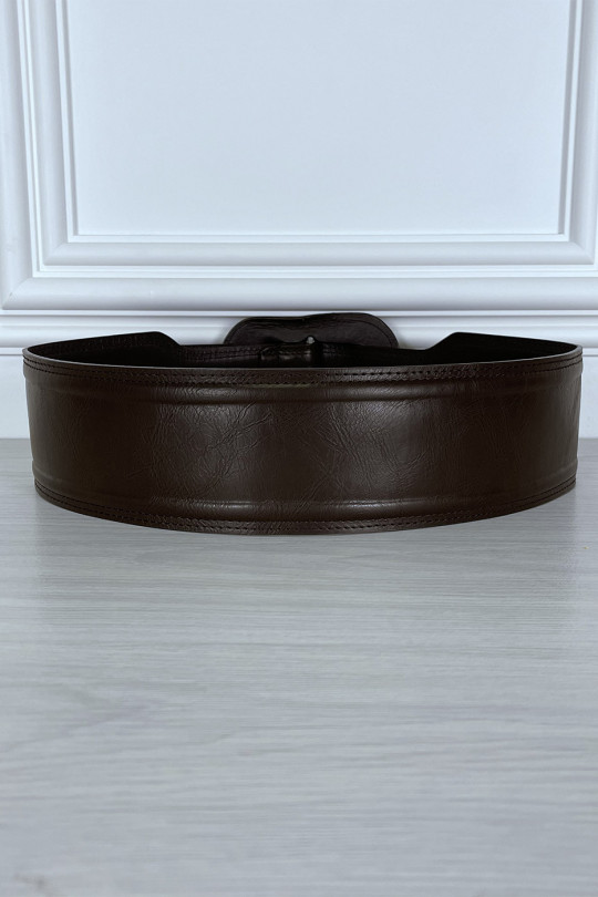 Trendy brown faux leather belt - 4