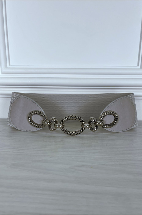 Gray elastic belt with chain buckle - 1