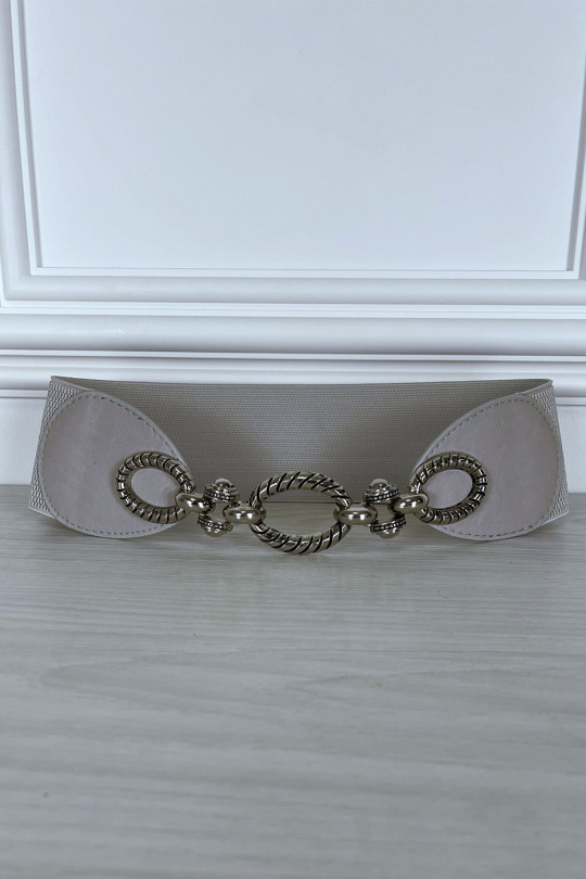 Gray elastic belt with chain buckle - 1